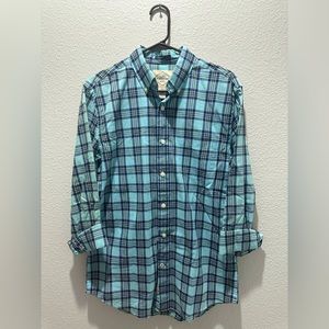 St. John’s Bay Button Collar Poplin Shirt - Plaid, Blue / Green, Small